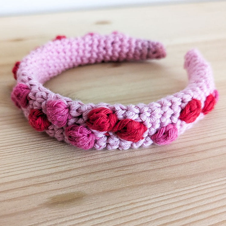 Dotty Pink and Red Crochet Headband