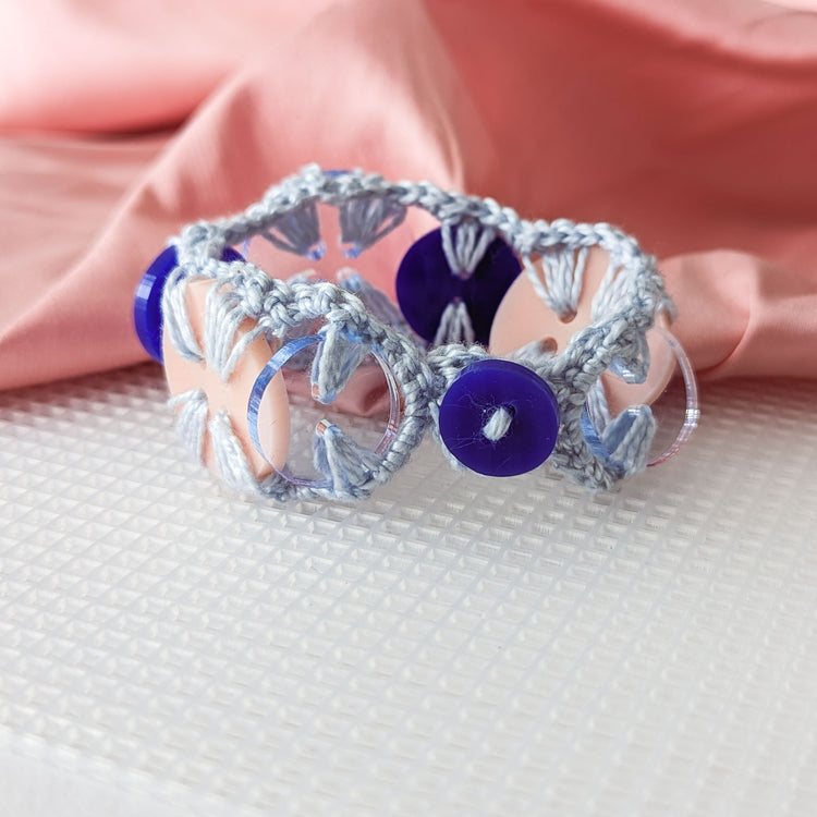Blue and Pink Medallion Bracelet