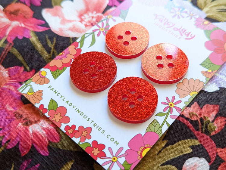 Red Glitter Buttons
