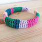 Colourblocked Green, Pink and Lilac Crochet Headband