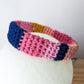 Colourblocked Pink, Blue and Yellow Crochet Headband