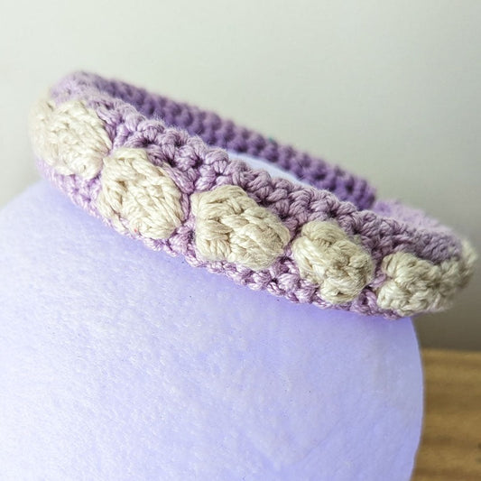 Lilac Puffs Crochet Headband