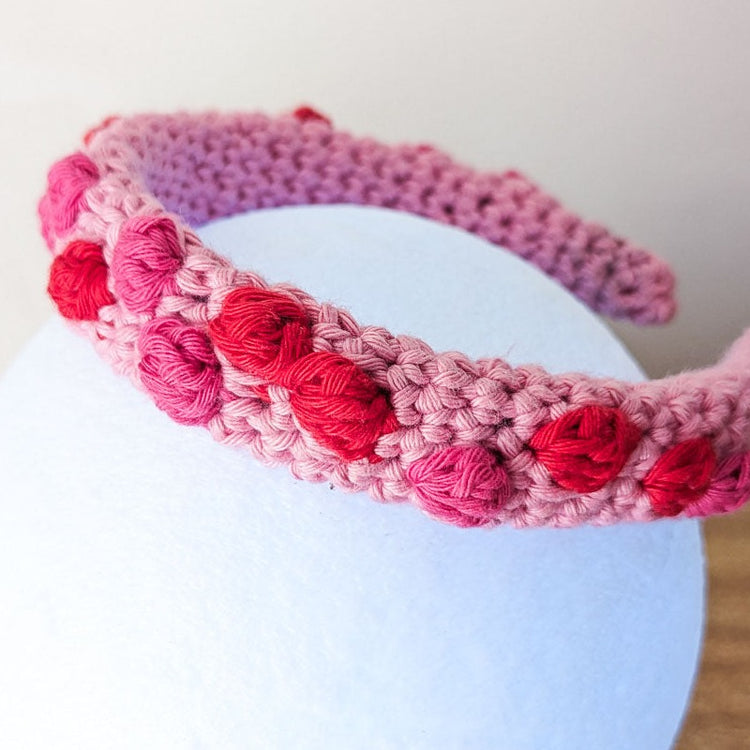 Dotty Pink and Red Crochet Headband