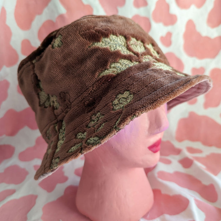 Rose Brown Velour Bucket Hat - Extra Large