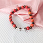 Orange and Wood Recycled Bead Bracelet