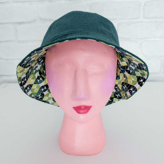 Teal Wool Bucket Hat - Large