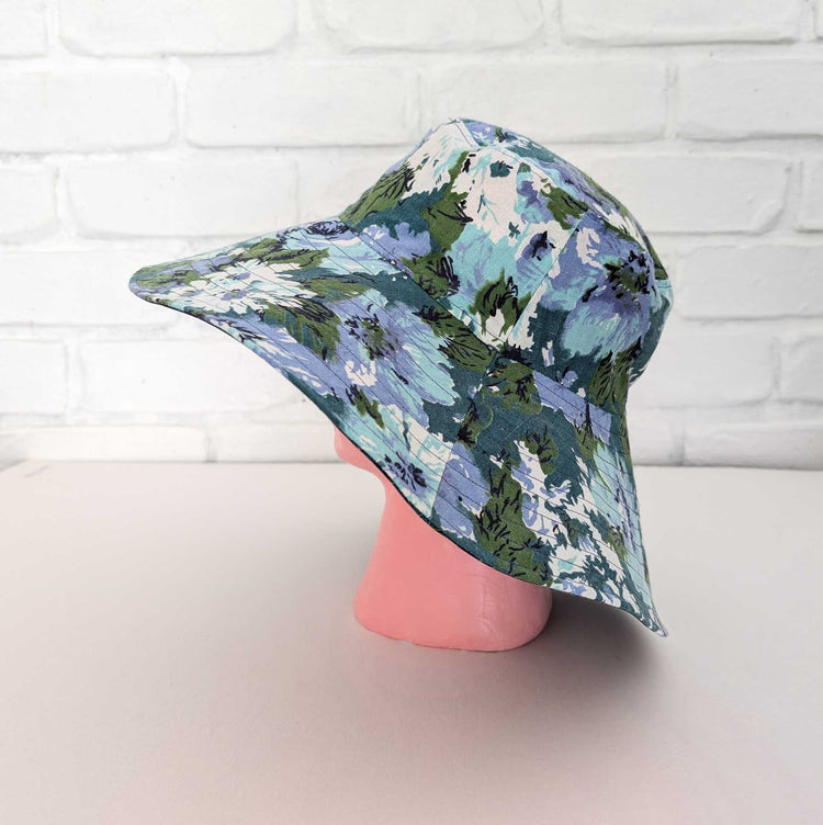 Watery Floral Sun Hat - M