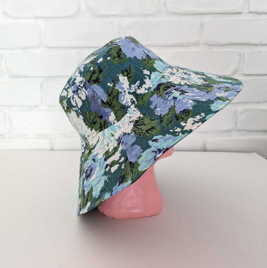 Watery Floral Sun Hat - M