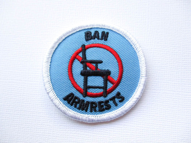 Girth Guides Ban Armrests, Fat Activist Patch