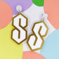 Cool S Statement Earrings, white with gold border, acrylic earrings Australia