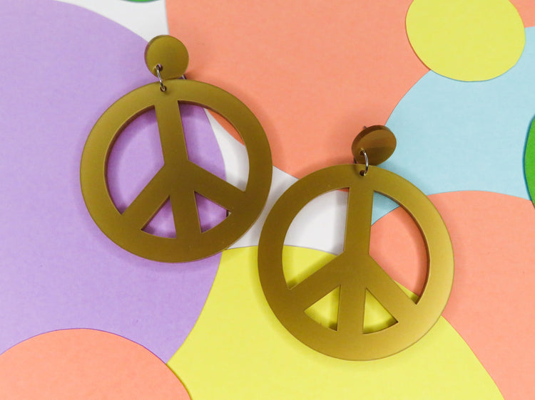 Peace Symbol Statement Earrings, acrylic earrings australia