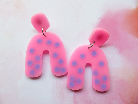 Pink and Mauve Dot Yoo Earrings