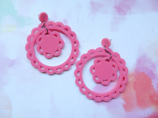 Pink Doily Earrings