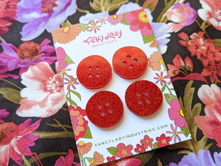 Red Glitter Buttons